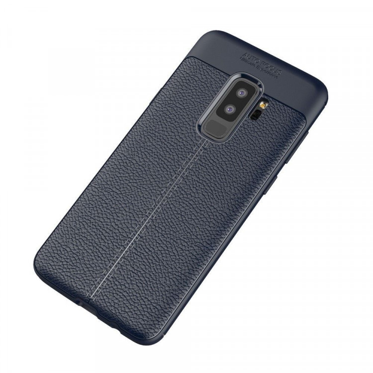 Чехол-накладка Litchi Grain для Samsung Galaxy S9 Plus (темно-синий)
