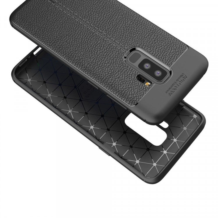 Чехол-накладка Litchi Grain для Samsung Galaxy S9 Plus (темно-синий)
