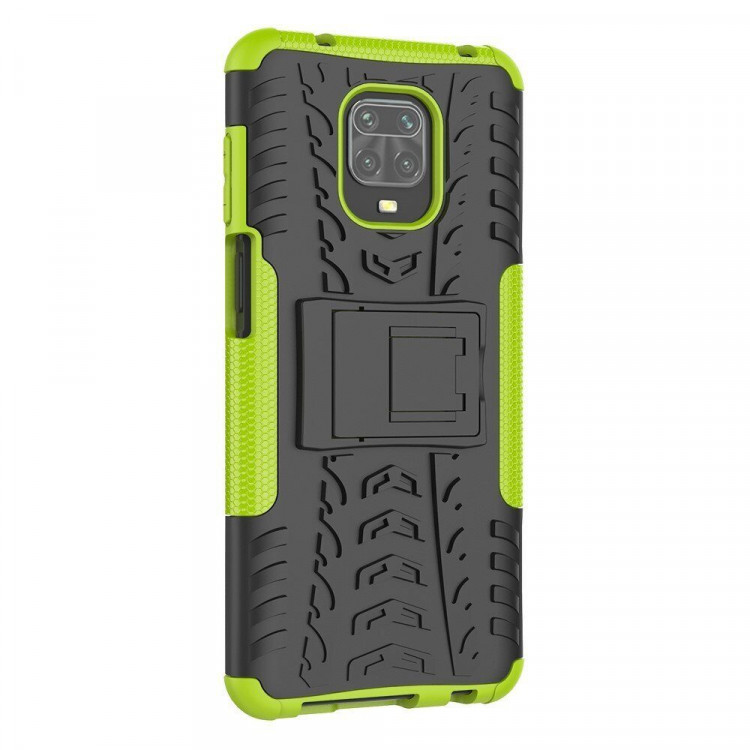 Чехол Hybrid Armor для Redmi Note 9S / Note 9 Pro / Note 9 Pro Max (черный + зеленый)