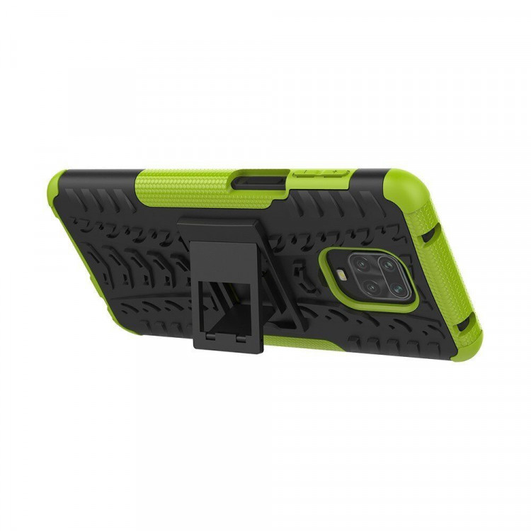 Чехол Hybrid Armor для Redmi Note 9S / Note 9 Pro / Note 9 Pro Max (черный + зеленый)