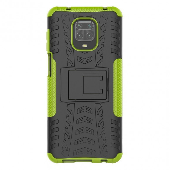 Чехол Hybrid Armor для Redmi Note 9S / Note 9 Pro / Note 9 Pro Max (черный + зеленый)