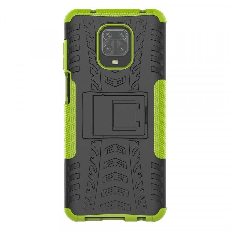 Чехол Hybrid Armor для Redmi Note 9S / Note 9 Pro / Note 9 Pro Max (черный + зеленый)