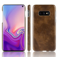 Кожаная накладка-чехол Litchi Texture для Samsung Galaxy S10e (коричневый)