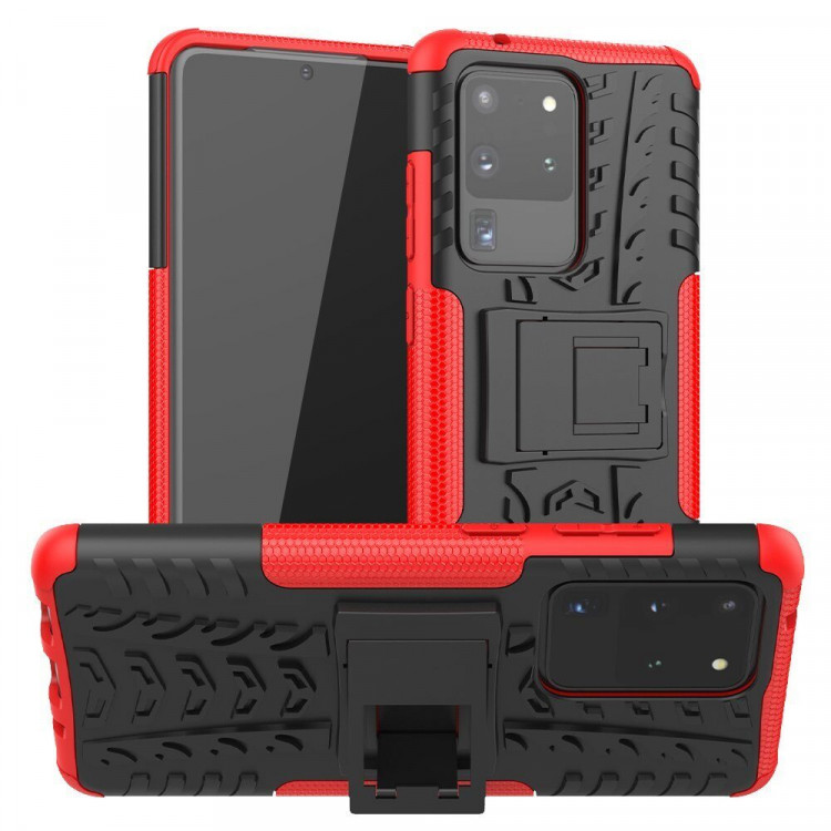 Чехол Hybrid Armor для Samsung Galaxy S20 Ultra (черный + красный)