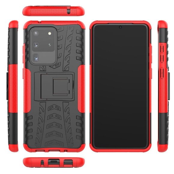 Чехол Hybrid Armor для Samsung Galaxy S20 Ultra (черный + красный)