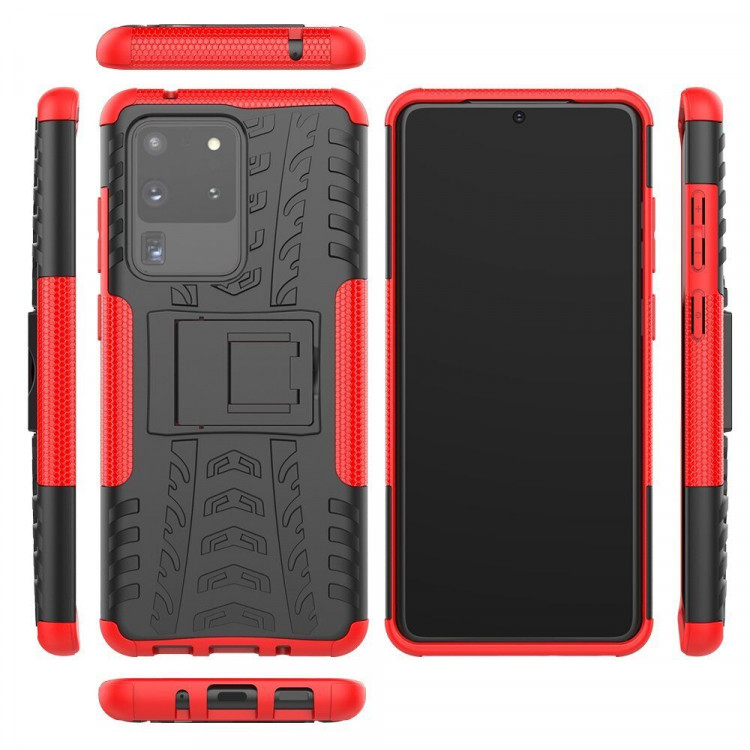 Чехол Hybrid Armor для Samsung Galaxy S20 Ultra (черный + красный)