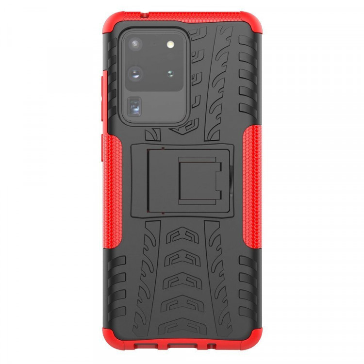 Чехол Hybrid Armor для Samsung Galaxy S20 Ultra (черный + красный)