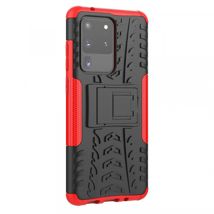 Чехол Hybrid Armor для Samsung Galaxy S20 Ultra (черный + красный)