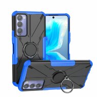 Чехол Armor Shockproof Ring Holder для Tecno Camon 18 (черный + голубой) Чехол Armor Shockproof Ring Holder для Tecno Camon 18 (черный + голубой)