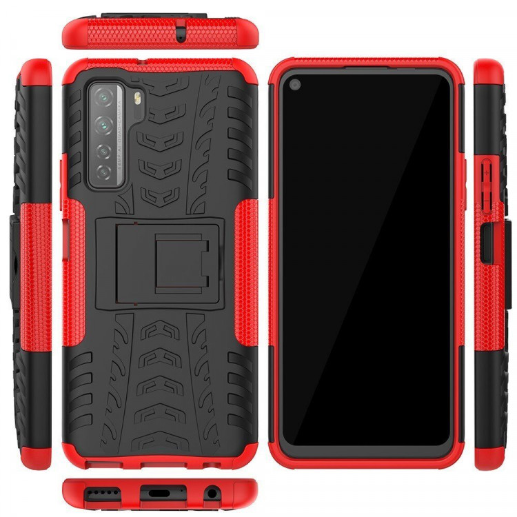 Чехол Hybrid Armor для Honor 30S (CDY-NX9A) (черный + красный)