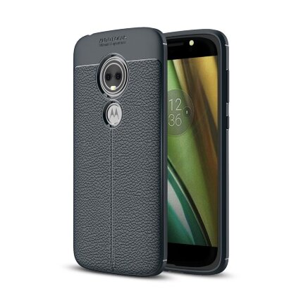 Чехол-накладка Litchi Grain для Motorola Moto E5 Play (темно-синий)