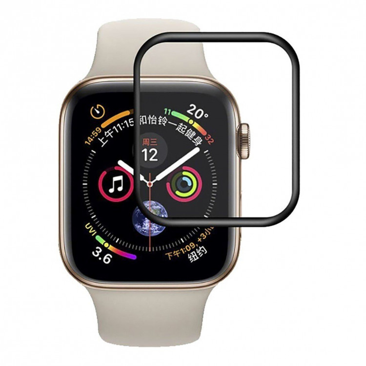 Защитное стекло 3D для Apple Watch 40 - Series 4 / Series 5 / Series 6 / SE (черный)
