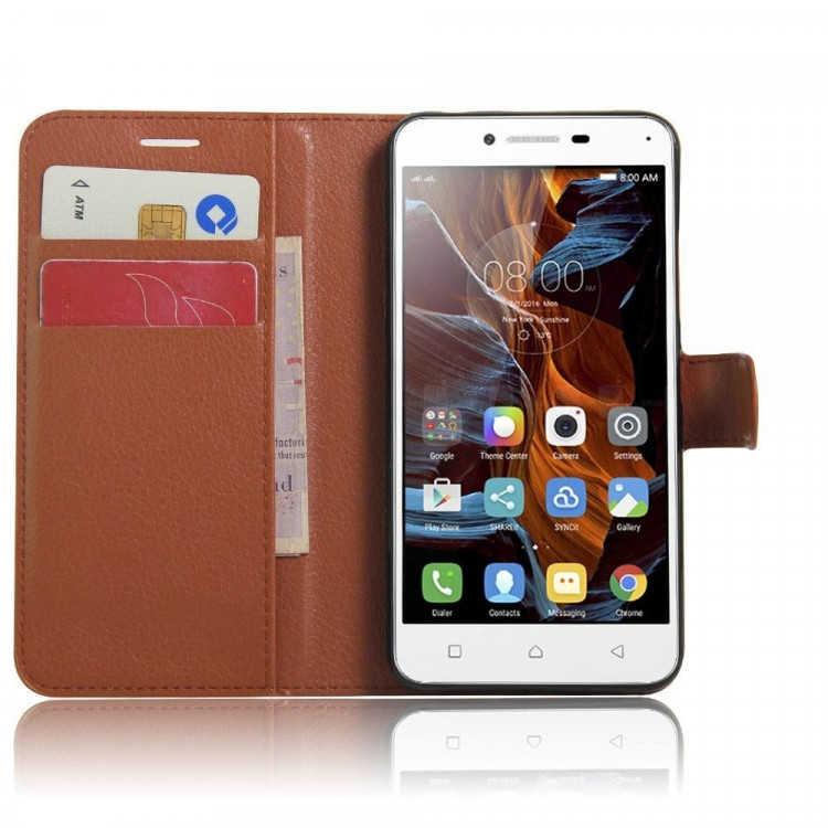 Чехол с визитницей для Lenovo Vibe K5 / K5 Plus (коричневый)