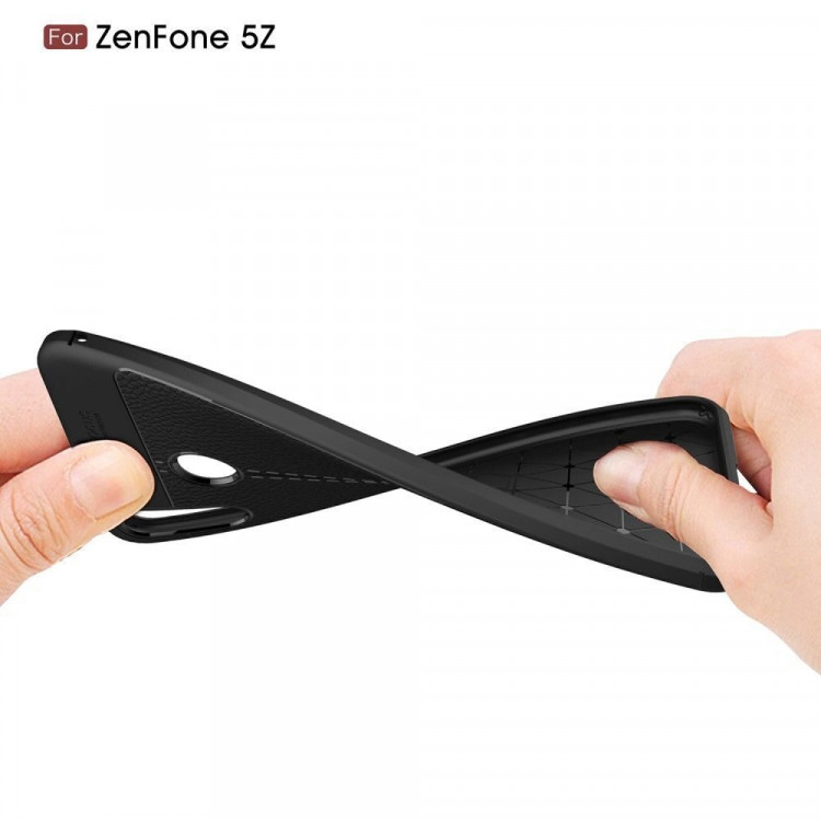 Чехол-накладка Litchi Grain для Asus ZenFone 5 ZE620KL / 5z ZS620KL (черный)
