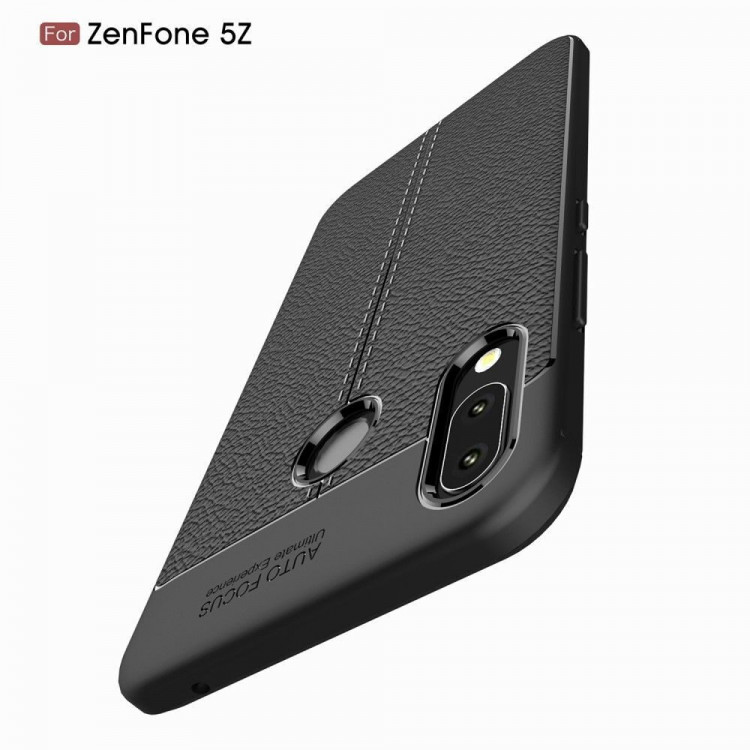 Чехол-накладка Litchi Grain для Asus ZenFone 5 ZE620KL / 5z ZS620KL (черный)
