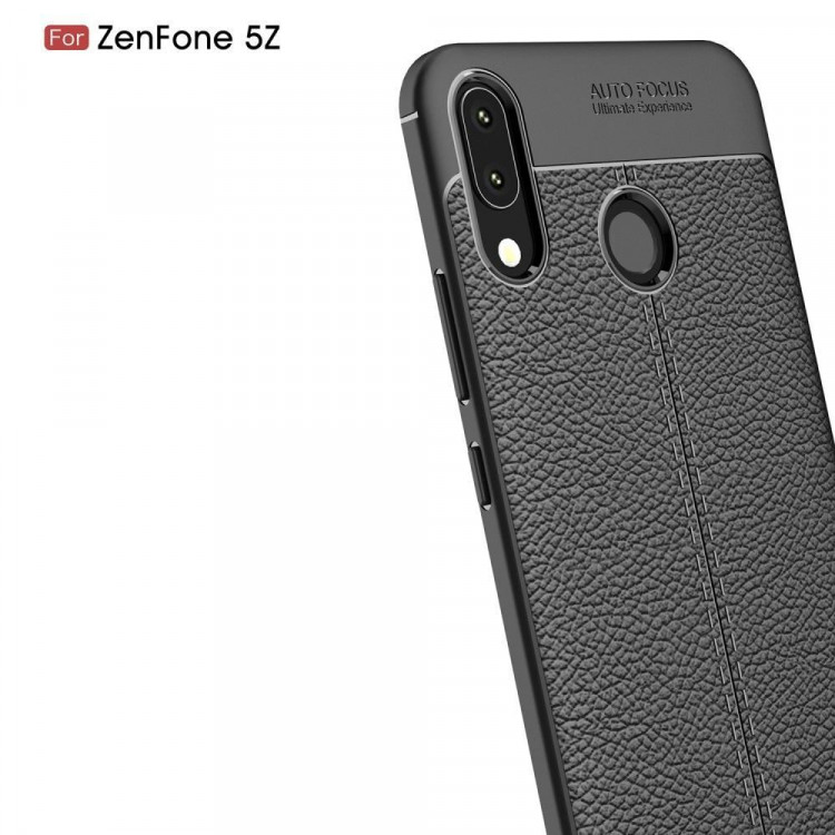 Чехол-накладка Litchi Grain для Asus ZenFone 5 ZE620KL / 5z ZS620KL (черный)