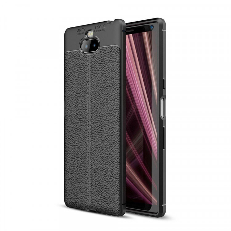 Чехол-накладка Litchi Grain для Sony Xperia 10 Plus (черный)