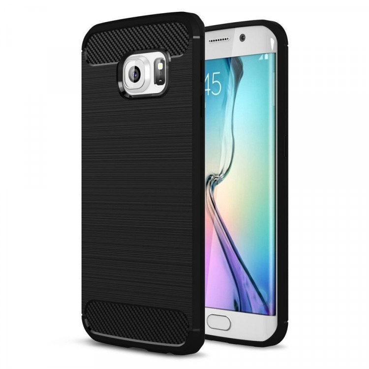 Чехол-накладка Carbon Fibre для Samsung Galaxy S6 Edge (черный)