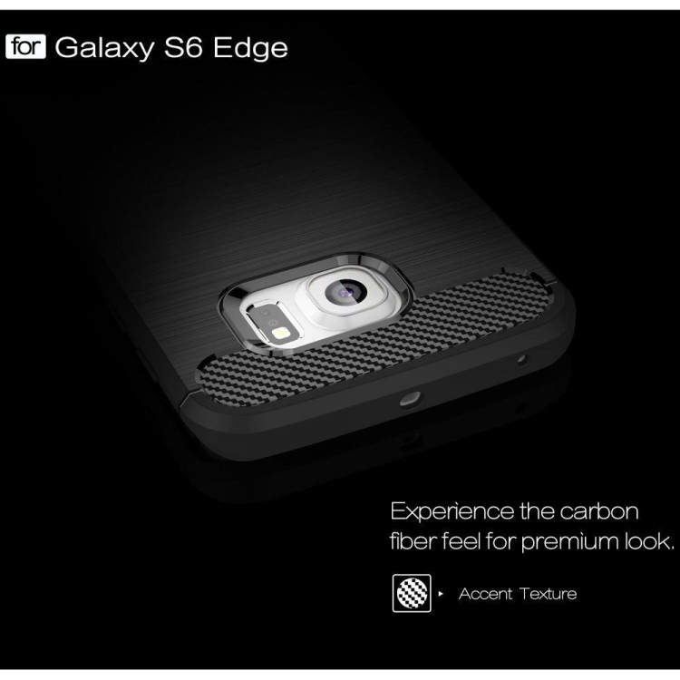 Чехол-накладка Carbon Fibre для Samsung Galaxy S6 Edge (черный)