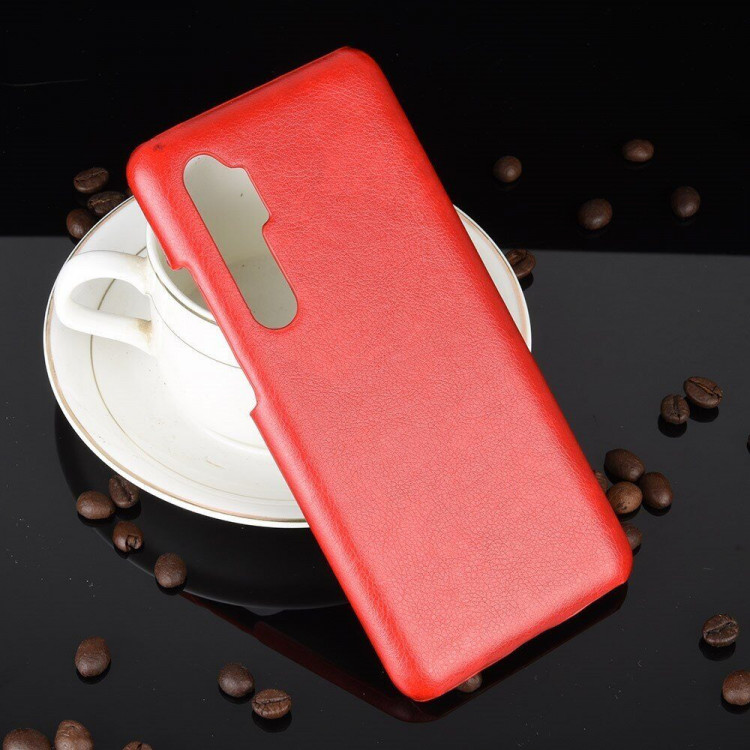 Кожаная накладка-чехол для Xiaomi Mi Note 10 Lite (красный)