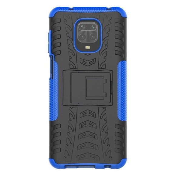 Чехол Hybrid Armor для Redmi Note 9S / Note 9 Pro / Note 9 Pro Max (черный + голубой)
