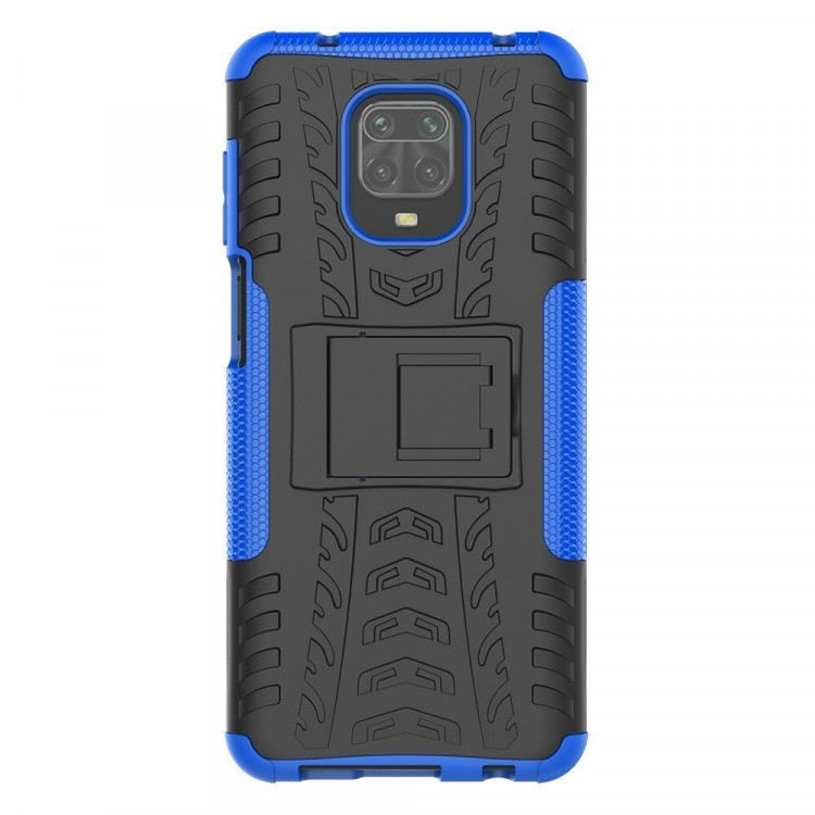 Чехол Hybrid Armor для Redmi Note 9S / Note 9 Pro / Note 9 Pro Max (черный + голубой)