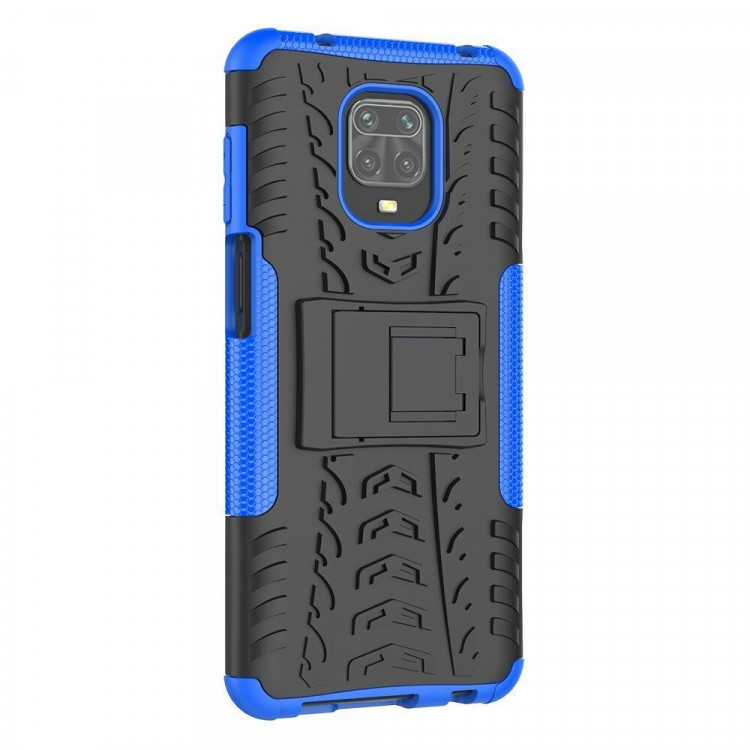 Чехол Hybrid Armor для Redmi Note 9S / Note 9 Pro / Note 9 Pro Max (черный + голубой)