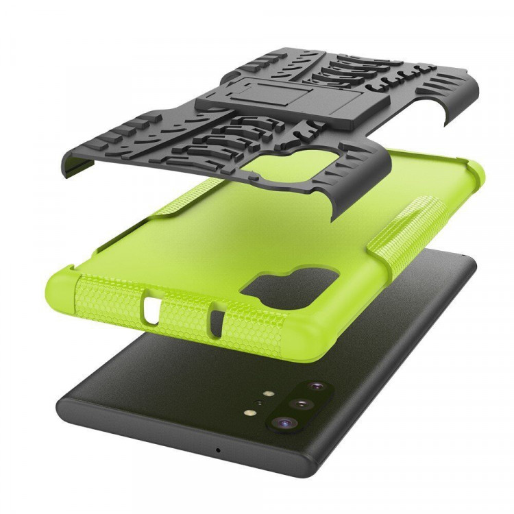 Чехол Hybrid Armor для Samsung Galaxy Note 10+ (Plus) (черный + зеленый)