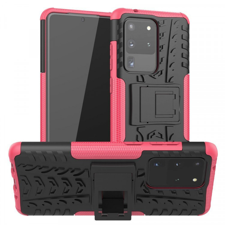 Чехол Hybrid Armor для Samsung Galaxy S20 Ultra (черный + розовый)