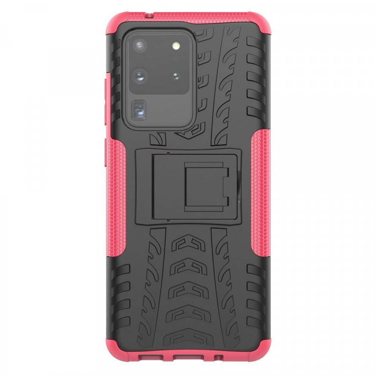 Чехол Hybrid Armor для Samsung Galaxy S20 Ultra (черный + розовый)