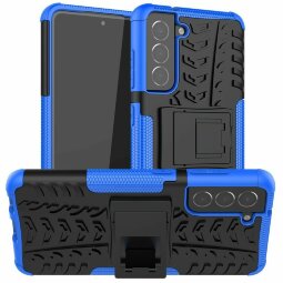 Чехол Hybrid Armor для Samsung Galaxy S21 FE (черный + голубой)