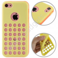 Чехол TPU + пластик с кружками для iPhone 5C (желтый) Чехол TPU + пластик с кружками для iPhone 5C (желтый)