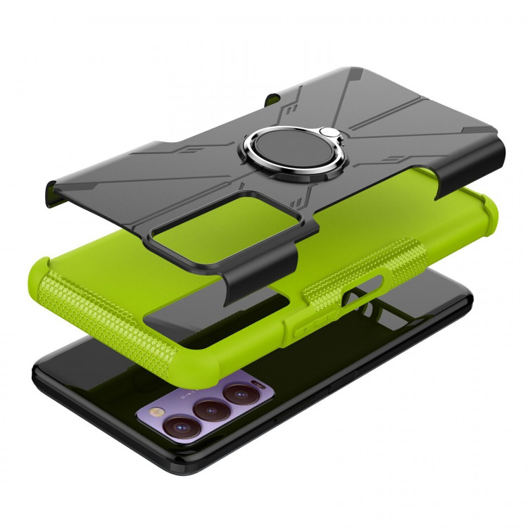 Чехол Armor Shockproof Ring Holder для Tecno Camon 18 (черный + зеленый)