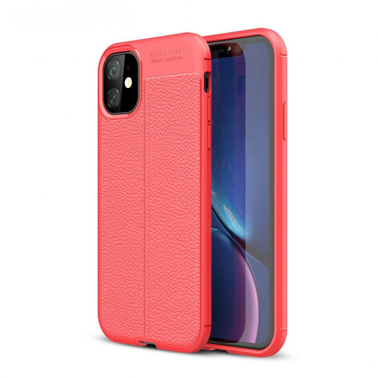 Чехол-накладка Litchi Grain для iPhone 11 (красный)