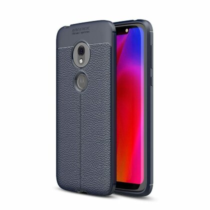Чехол-накладка Litchi Grain для Motorola Moto G7 Play (темно-синий)