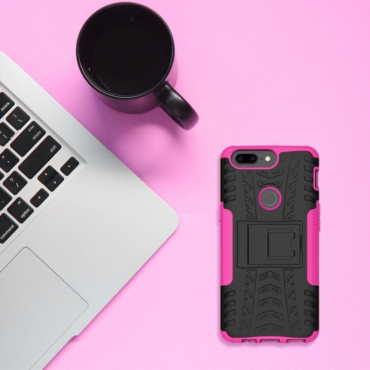 Чехол Hybrid Armor для OnePlus 5T (черный + розовый)