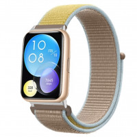 Нейлоновый ремешок для Huawei Watch Fit 2 (голубой + желтый)