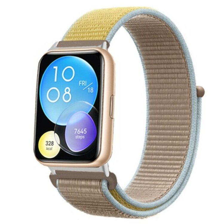 Нейлоновый ремешок для Huawei Watch Fit 2 (голубой + желтый)