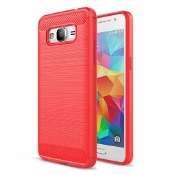 Чехол-накладка Carbon Fibre для Samsung Galaxy Grand Prime SM-G530H (красный)