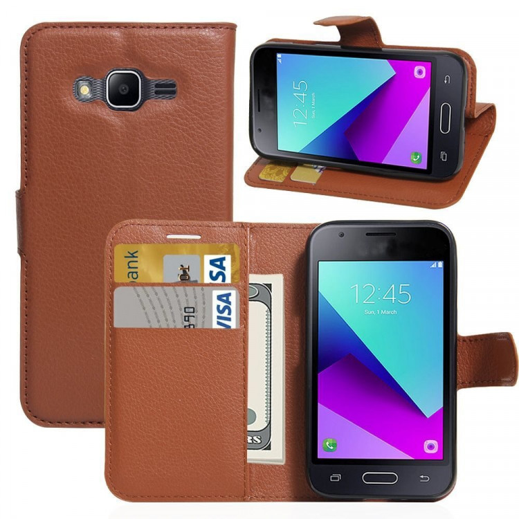 Чехол с визитницей для Samsung Galaxy J1 mini Prime (коричневый)