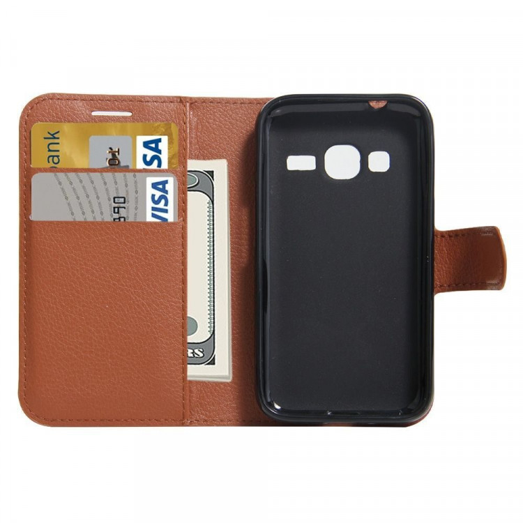 Чехол с визитницей для Samsung Galaxy J1 mini Prime (коричневый)