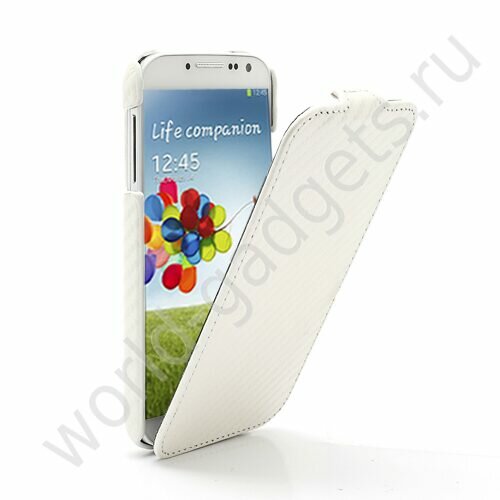 Вертикальный чехол Карбон-стиль для Samsung Galaxy S4 / i9500 (белый)