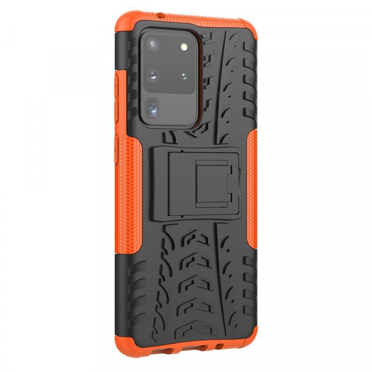 Чехол Hybrid Armor для Samsung Galaxy S20 Ultra (черный + оранжевый)
