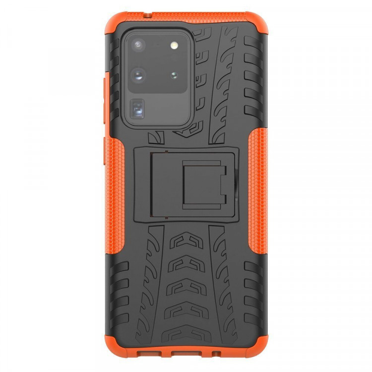 Чехол Hybrid Armor для Samsung Galaxy S20 Ultra (черный + оранжевый)