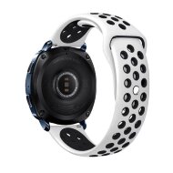 Двухцветный силиконовый ремешок для Samsung Gear Sport / Gear S2 Classic / Galaxy Watch 42мм / Watch Active / Watch 3 (41мм) / Watch4 (белый+черный) Двухцветный силиконовый ремешок для Samsung Gear Sport / Gear S2 Classic / Galaxy Watch 42мм / Watch Active / Watch 3 (41мм) / Watch4 (белый+черный)