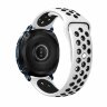 Двухцветный силиконовый ремешок для Samsung Gear Sport / Gear S2 Classic / Galaxy Watch 42мм / Watch Active / Watch 3 (41мм) / Watch4 (белый+черный)