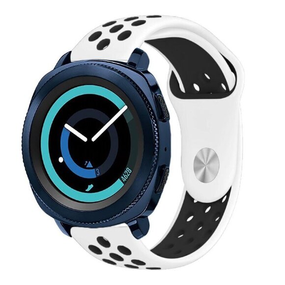 Двухцветный силиконовый ремешок для Samsung Gear Sport / Gear S2 Classic / Galaxy Watch 42мм / Watch Active / Watch 3 (41мм) / Watch4 (белый+черный) Двухцветный силиконовый ремешок для Samsung Gear Sport / Gear S2 Classic / Galaxy Watch 42мм / Watch Active / Watch 3 (41мм) / Watch4 (белый+черный)