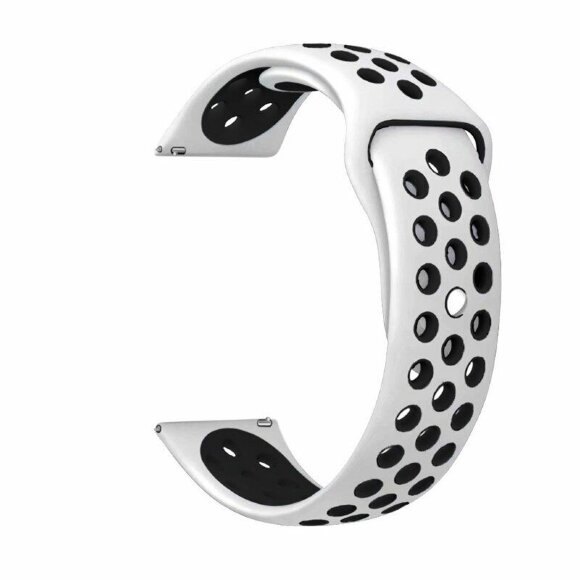 Двухцветный силиконовый ремешок для Samsung Gear Sport / Gear S2 Classic / Galaxy Watch 42мм / Watch Active / Watch 3 (41мм) / Watch4 (белый+черный) Двухцветный силиконовый ремешок для Samsung Gear Sport / Gear S2 Classic / Galaxy Watch 42мм / Watch Active / Watch 3 (41мм) / Watch4 (белый+черный)