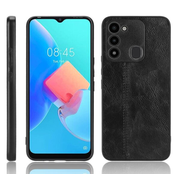 Чехол из экокожи для Tecno Spark Go 2022 (черный)