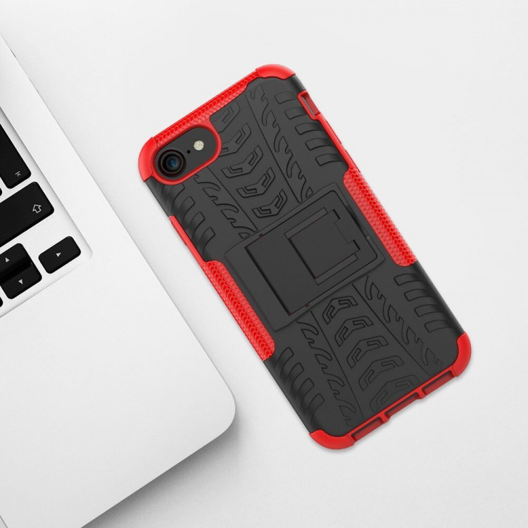 Чехол Hybrid Armor для iPhone 8 / iPhone 7 / iPhone SE (2020) / iPhone SE (2022) (черный + красный)